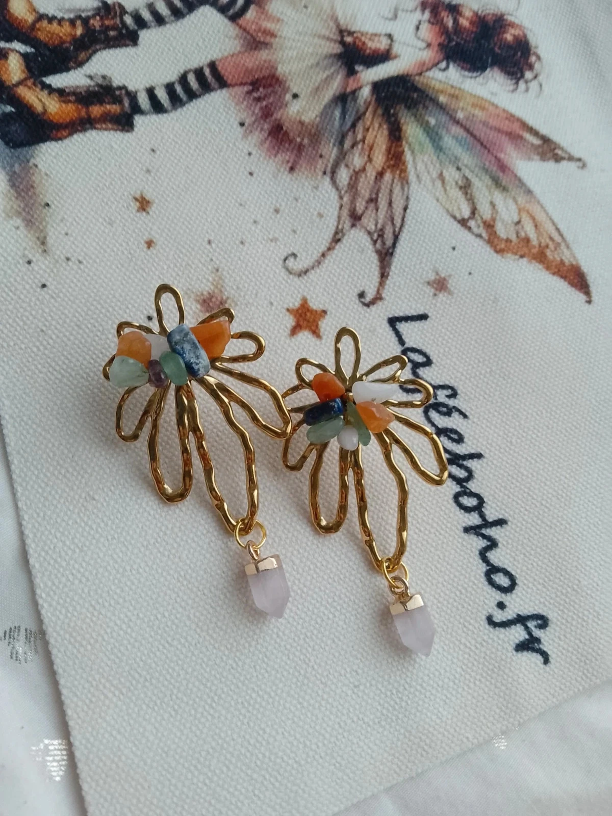 Boucles d'oreilles bohèmes pierres naturelles